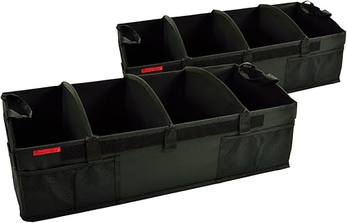 Picnic at Ascot - Organizador de maletero resistente - Base rígida antideslizante -Capacidad de 70 libras - 30" x 15" - Negro - Paquete de 2