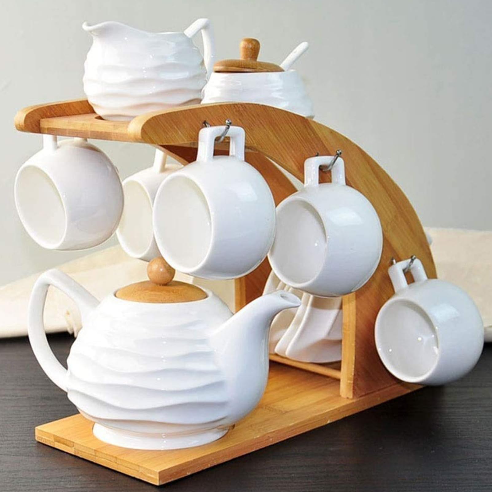 FOTN Kaffeetassen-Set, 16 Stück, europäische Keramik, reinweiß, sehr schlicht, Nachmittagstee-Set, Teetasse, Kaffeetassen, Geschenkset, Hochzeit, Muttertag, Zuhause, Büro