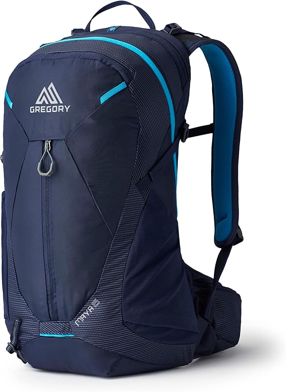 Maya 15L Women's Day Hiking Backpack, One Size Fits All, Storm Blue | Independent zippered pocket with SpeedClip hydration hanger, Trekking pole attachment with adjustable upper bungee loops