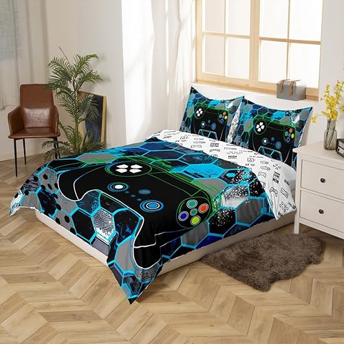 Miniatura 4 de Manfei Juego de funda de edredón moderna tamaño matrimonial, funda de edredón con 2 fundas de almohada, reversible, juego de ropa de cama reversible