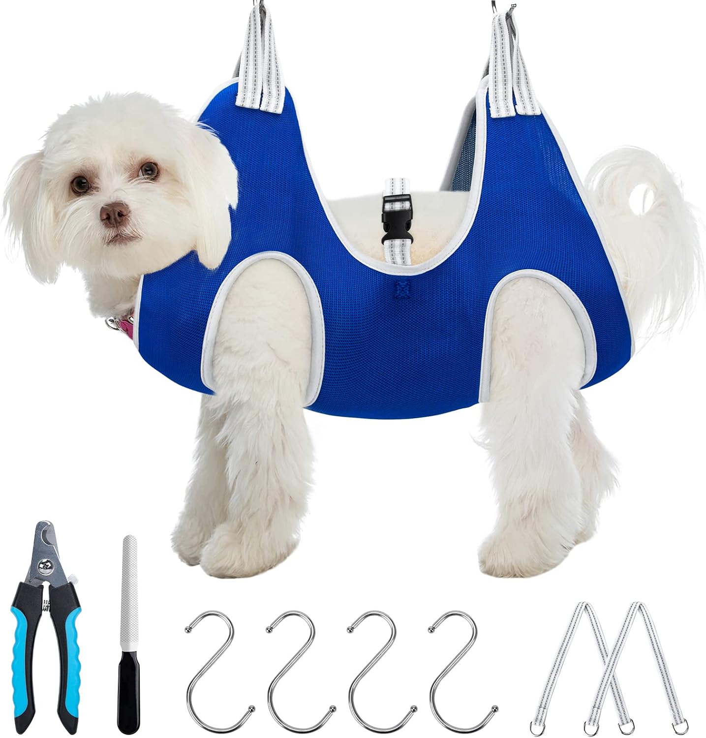 Megeo Dog Grooming Hammock, Pet Grooming Hammock for Dogs, Dog Grooming Harness, Grooming Hammock Helper for Small Dogs with Nail Clippers/Nail Trimmers