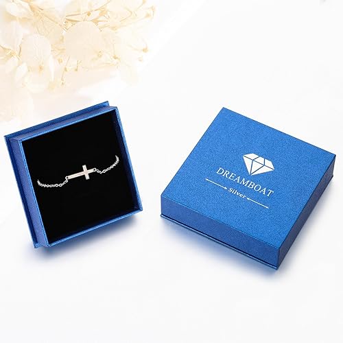 Miniatura 7 de Dreamboat Pulsera de cruz para mujer, pulseras cristianas de plata de ley 925, pulseras religiosas de aniversario, cumpleaños, regalos cristianos