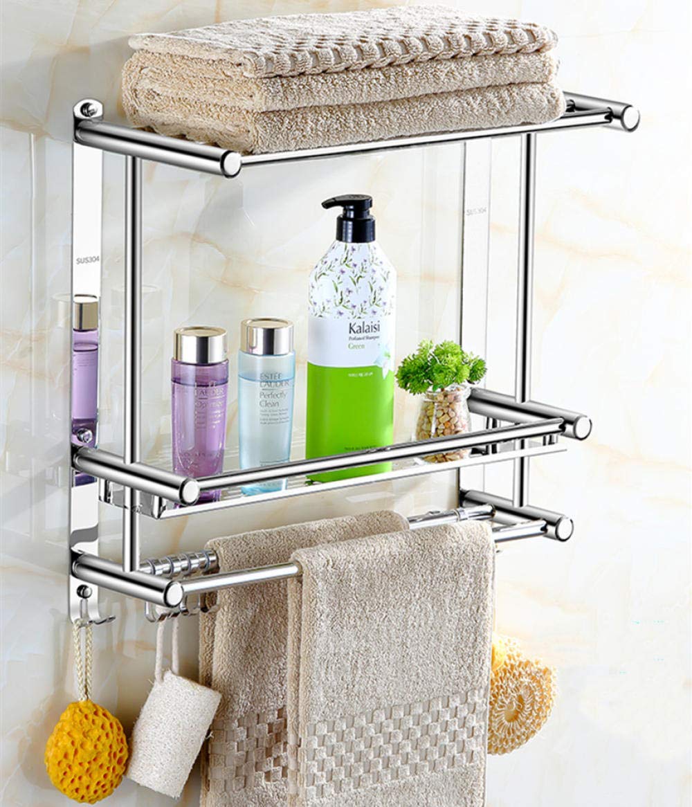 FGXHHS Towel Rack,Stainless Steel Wall Mounted Rack,Towel Rail,Bathroom Shelf,Stainless Shelf,for Bathroom Kitchen-C-50cm (B60cm)