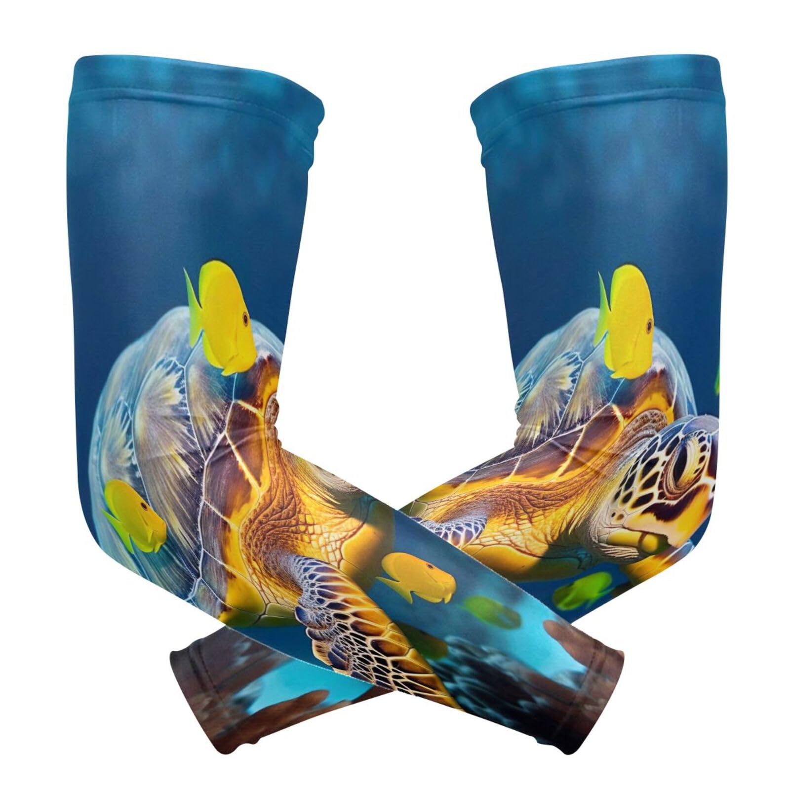 YEGAME Arm Sleeves for Men & Women, Sea Turtle 1 Pair Cooling UV Sun Protection Sports Compression Sleeves, UPF 50+ Basketball Tennis Cycling Arm Warmers, Breathable Tattoo Cover Sleeve