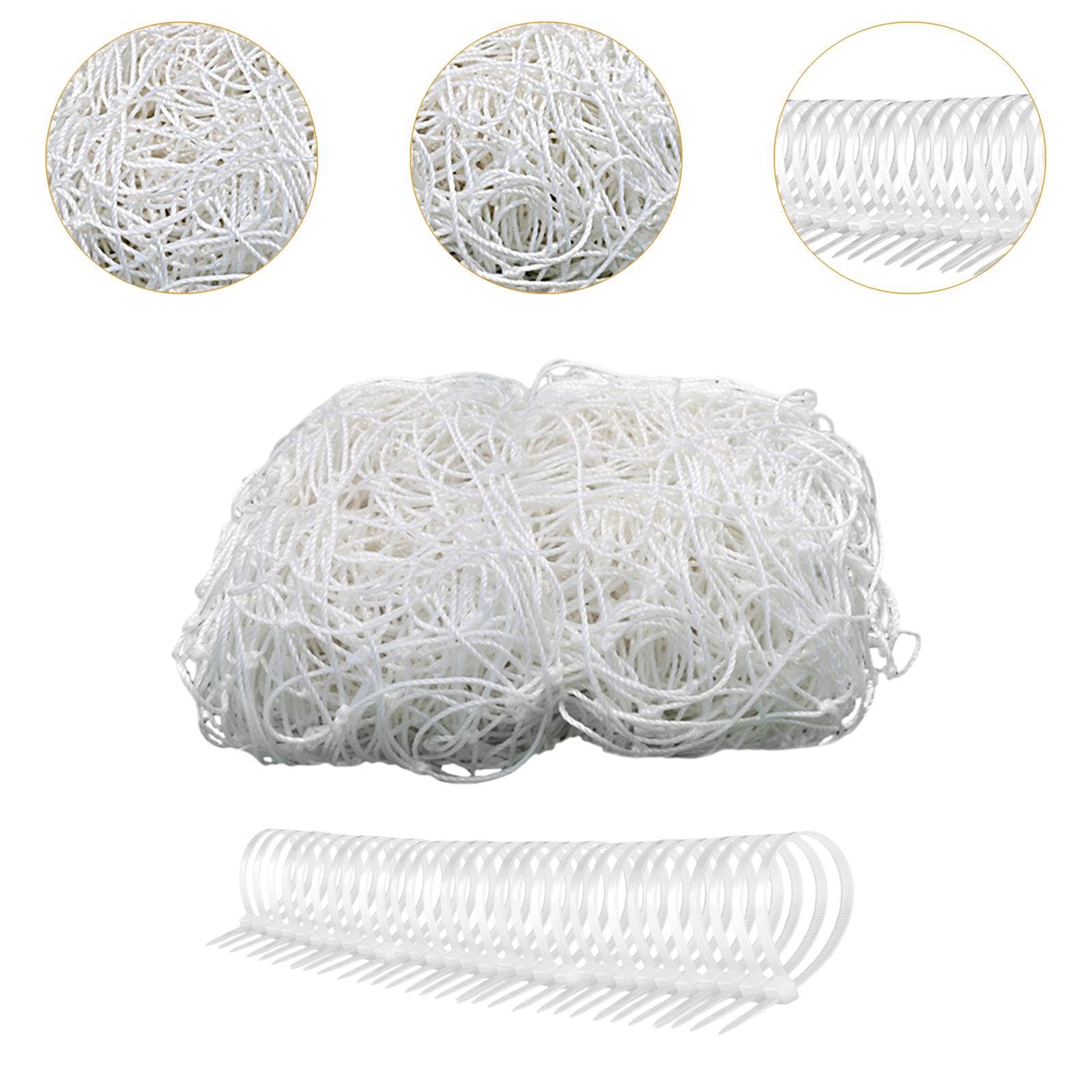 Rete di Ricambio per Porta da Calcio E Cinghie di Fissaggio in Nylon Bianco per Porte da Calcio di 12 Piedi X 6 Piedi