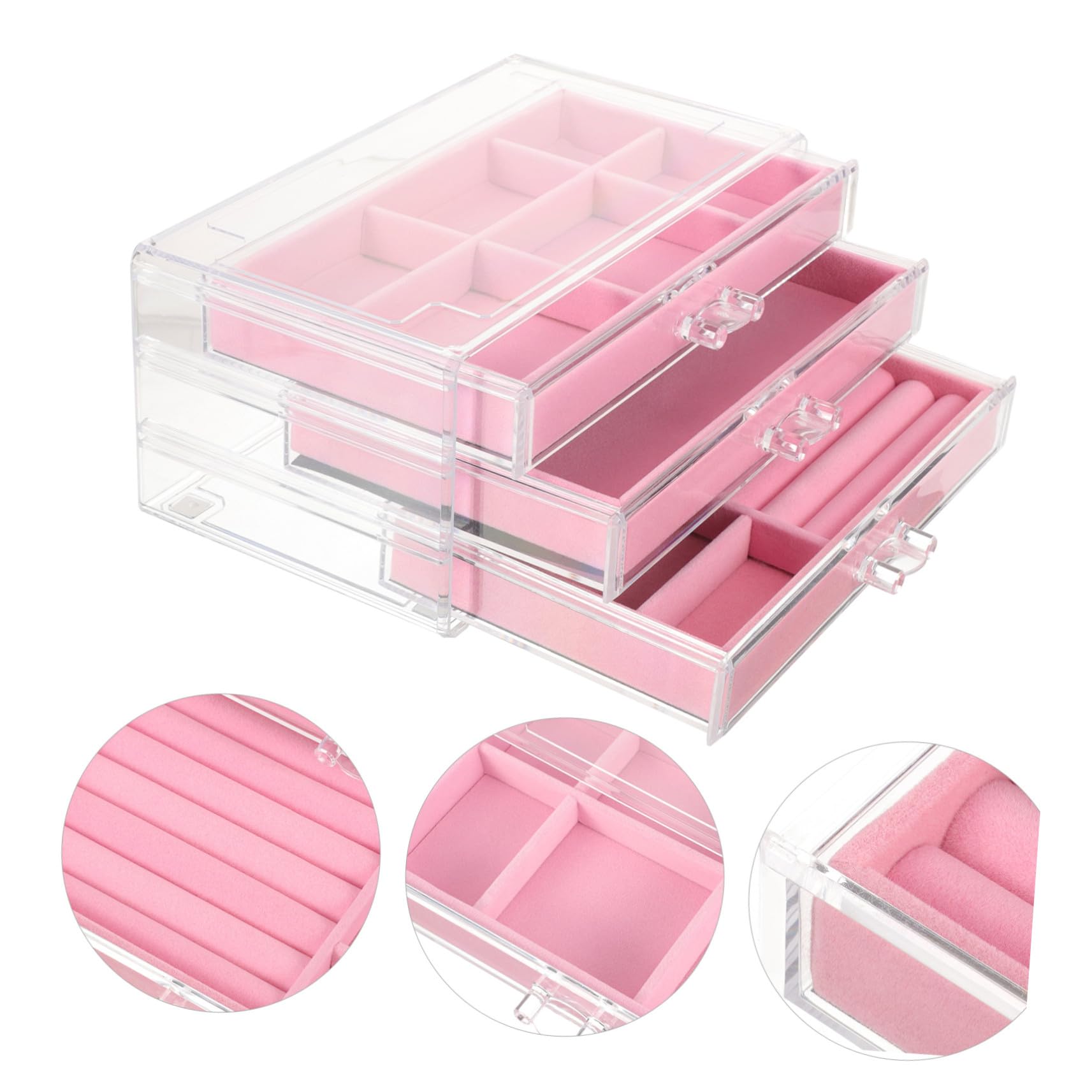 Scatola trasparente per gioielli, organizer per trucchi, elegante, da scrivania, elegante soluzione per riporre accessori e cosmetici
