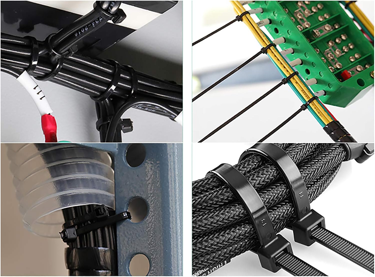 Nicunom 1000 Pack Cable Zip Ties, 4/6/8/10/12 Inch Self-Locking Nylon Cable Wire Ties, Perfect for Indoor and Outdoor Home Office Garage Workshop, Black