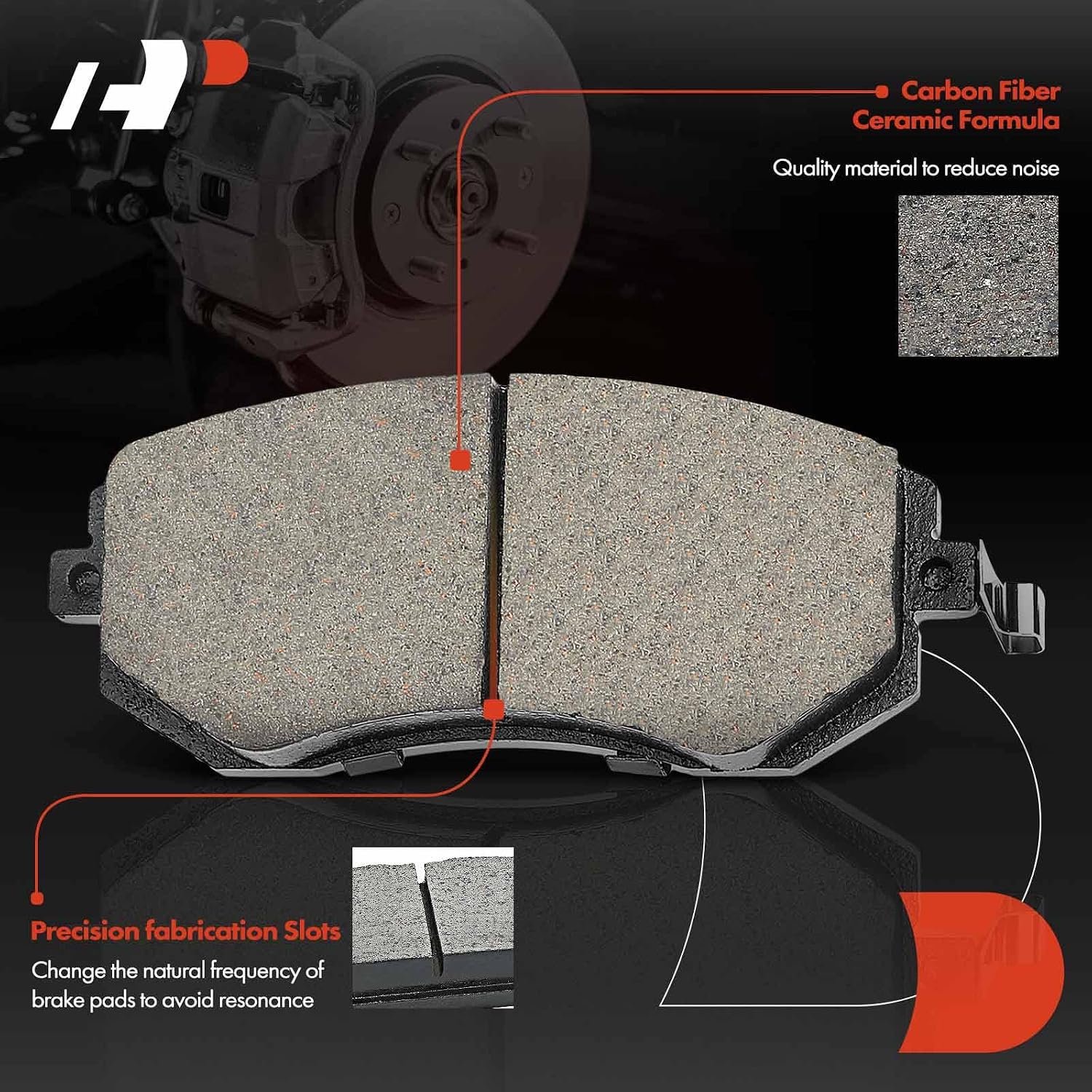 A-Premium Front Ceramic Brake Pads Set Compatible with Subaru and Saab Models - Outback/Legacy/Impreza 2002-2013, Forester 2003-2013, Baja 2003-2006, 9-2X 2005-2006, with Hardware, 4-Pack