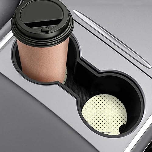 Miniatura 7 de Watbro Paquete de 2 posavasos de automóvil con diseño de lunares para automóvil, 2.56 pulgadas, muesca de dedo retro de los años 70, cerámica