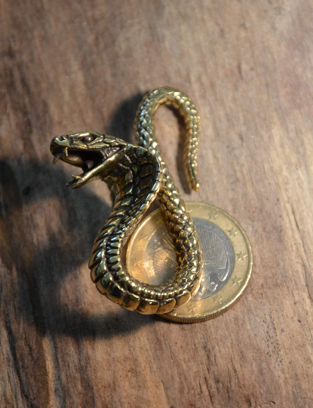 CHICNET Kobra Schlange Hook Piercing Ohrgewicht Dehnspirale Dehnschnecke aus Messing in Gold, ab 3mm 8ga Dehnung, Ohr Expander Dehner
