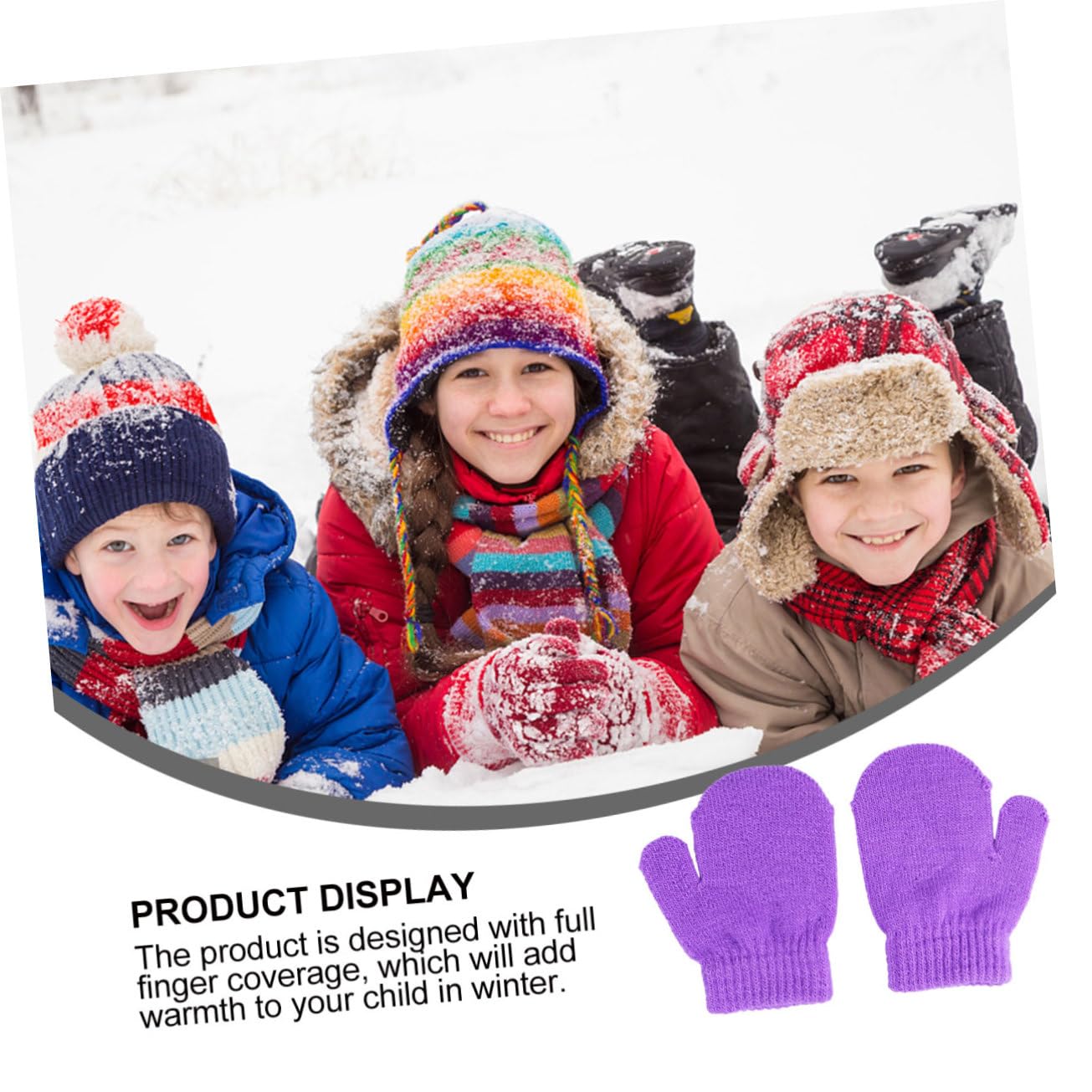 12 Manoplas de Punto para Guantes de Invierno Cálidos de Acrílico Diseño Monocromático y Elástico para Piel Sensible Infantil