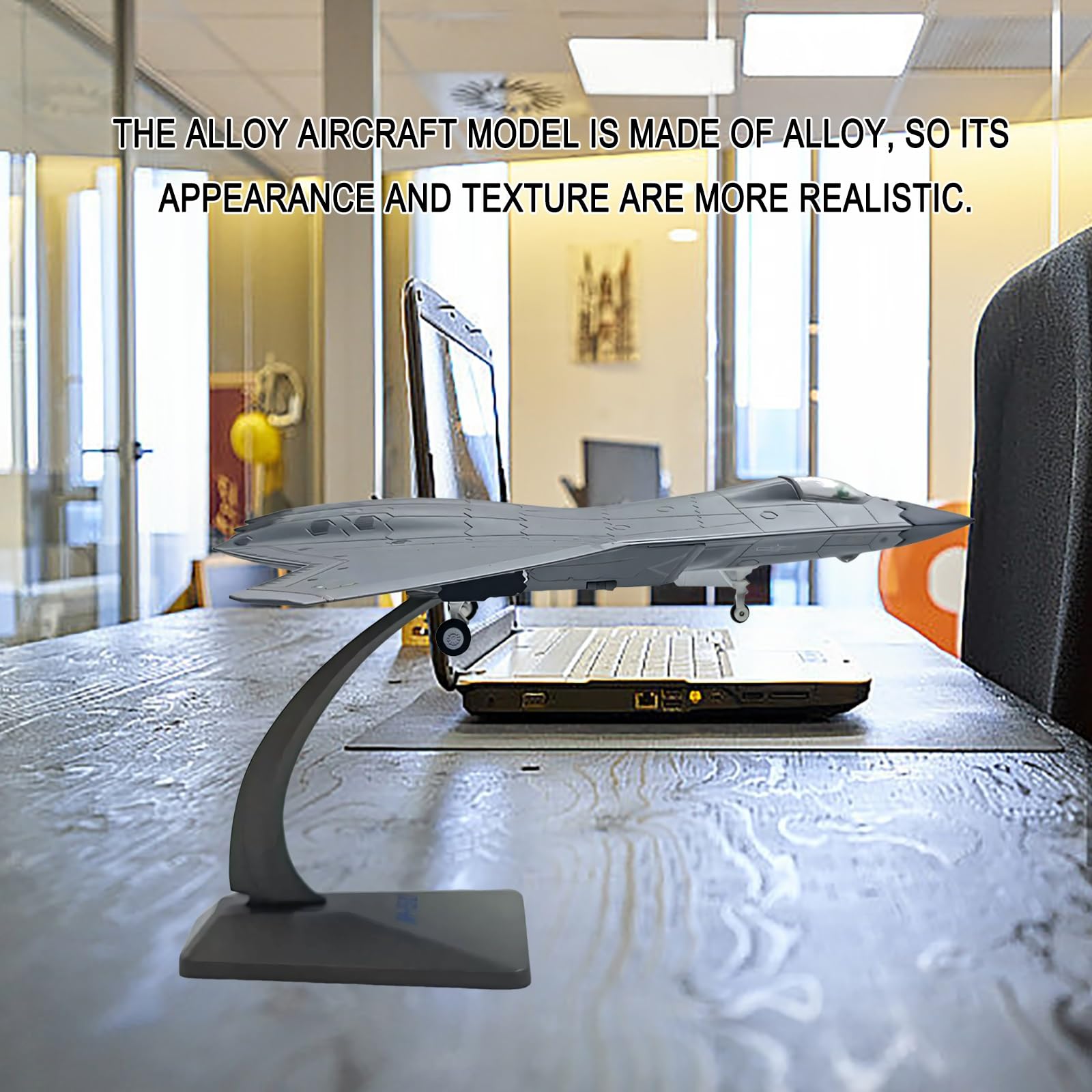 Modello aereo militare J-50 sesta generazione Stealth Fighter in scala 1:144 - Espositore collezione preassemblato con parti mobili, regalo for gli appassionati aviazione Collezionisti modelli