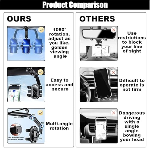 Miniatura 4 de Soporte para teléfono para visera solar, multifuncional, ajustable, espejo retrovisor, soporte para teléfono celular para coche, hogar, cocina,