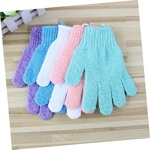 Miniatura 5 de FRCOLOR 1 par de guantes exfoliantes para el cuerpo, guantes de baño, guantes de baño, guantes de ducha, guantes de spa, toalla blanca exfoliante