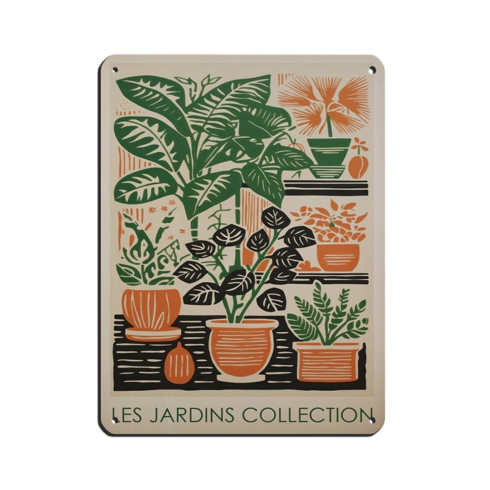 Le Jardins, Houseplants, Plant Pot Retro Poster Metal Tin Sign Chic Art Retro Iron Painting Bar People Cave Cafe Family Garage Poster Wall Decoration 12x16inch(30x40cm)
