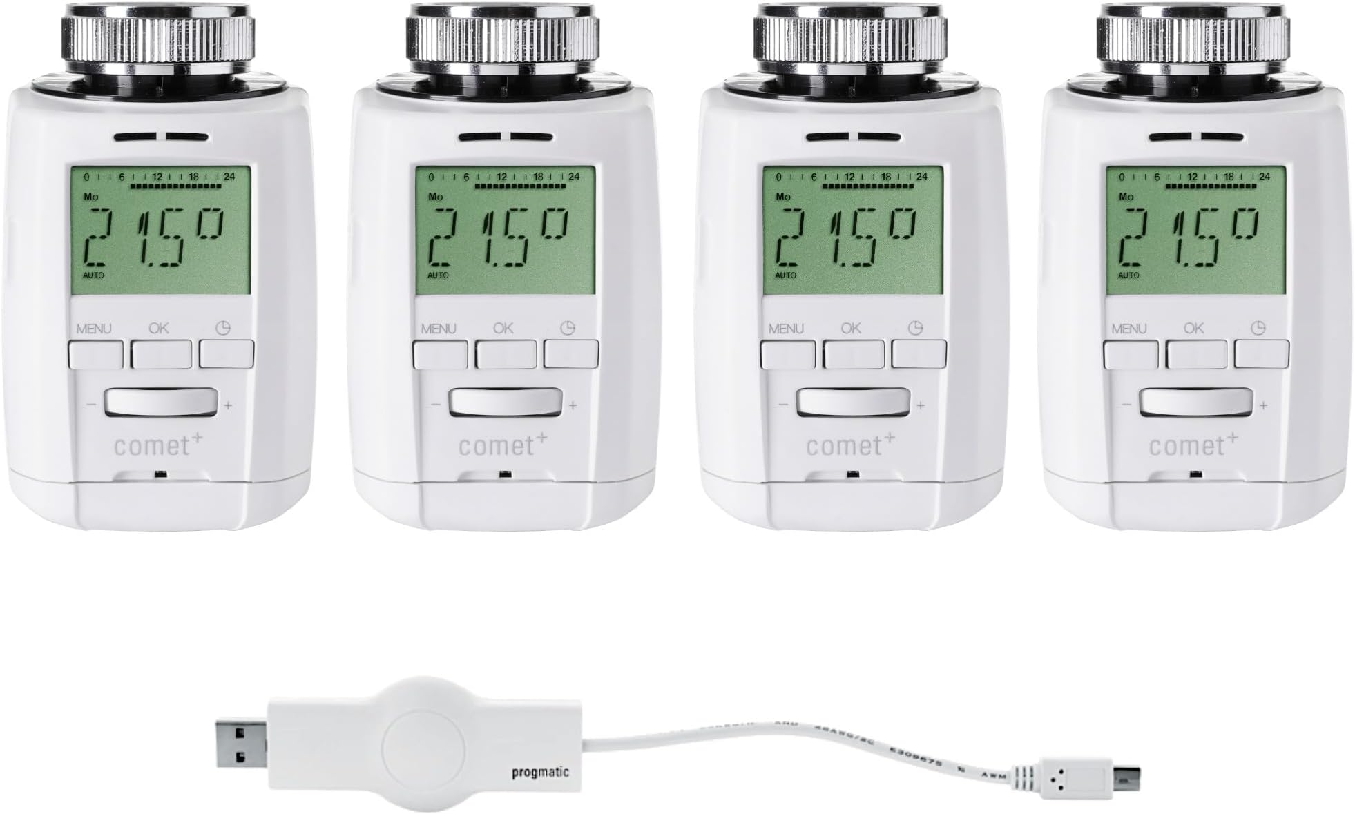 IOIO HT 2000/23 Elektronische verwarmingsthermostaat, programmeerbaar, 4 stuks, radiatorthermostaat met timer