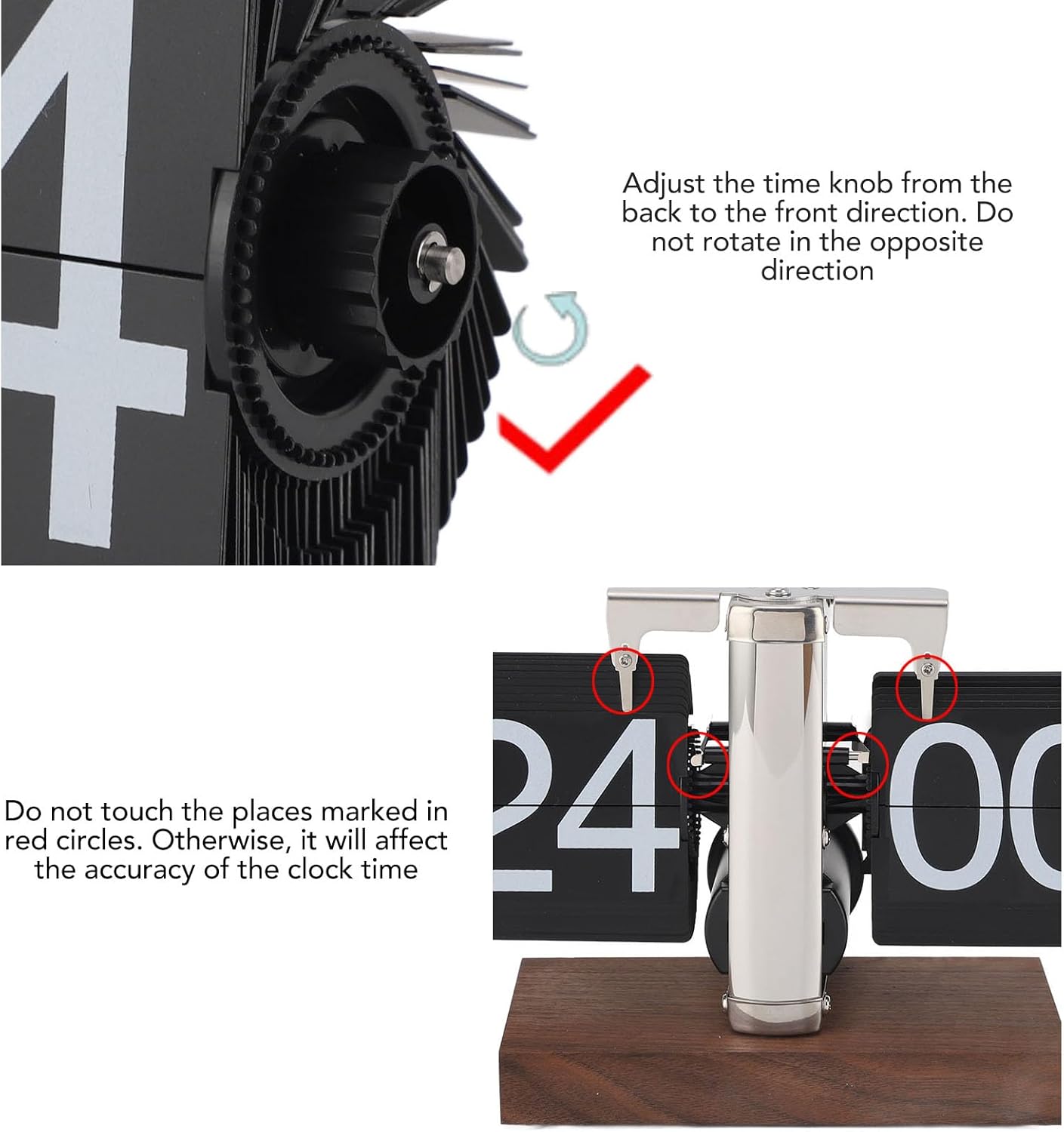 Cyrank Retro Flip Desk Shelf Clock, Wood Base Flip Down Clock Retro Digital Flip Desk Clock Auto Flip Desk Table Clock Mechanical Flip for Home and Office Decoration