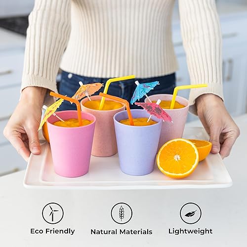 Miniatura 4 de Grow Forward Vasos de plástico prémium para niños, vasos de paja de trigo irrompibles de 13 onzas para niños, vasos para beber sin BPA no tóxicos