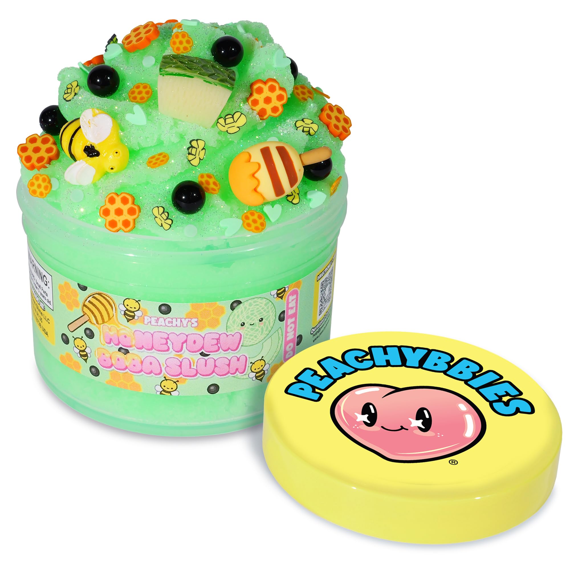 Peachybbies Honeydew Boba Slush Slime,Made in USA,Premium,100% Authentic,7oz ICEE,Kids Scent,ASMR,Fidget Toy