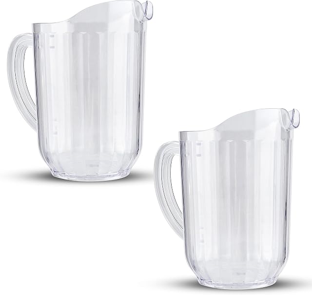 HOMESHOPA Plastic Pitcher, Clear Plastic Reusable Water Jug, 1.8 Litre Durable Multi-Use Cocktail Pitchers, Great for Picnics, BBQs, Poolside, Camping & Everyday Indoor Or Outdoor Use (Pack of 2)