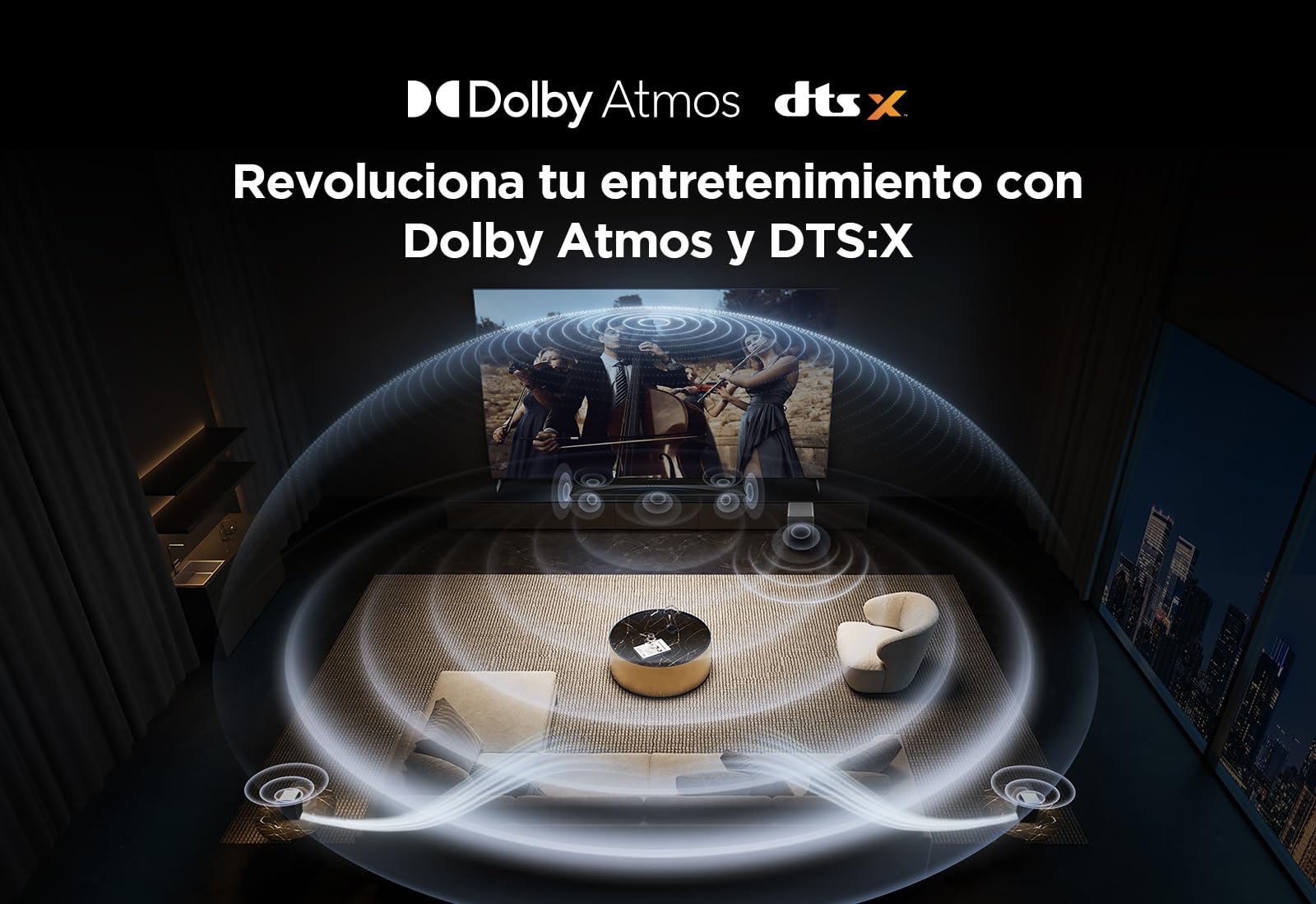 TCL Q85H Barra de Sonido 7.1.4, 860W, Subwoofer y Altavoces Traseros Inalámbricos, Dolby Atmos, DTS Virtual:X, Ray Danz, HDMI eARC, AirPlay 2, Tutti Choral