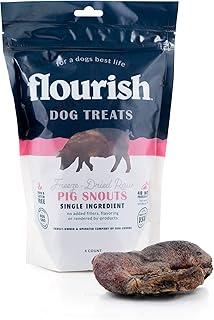 Flourish Freeze-Dried Raw Pet Treats for Dogs, Pig Snout Chews (4 Count)