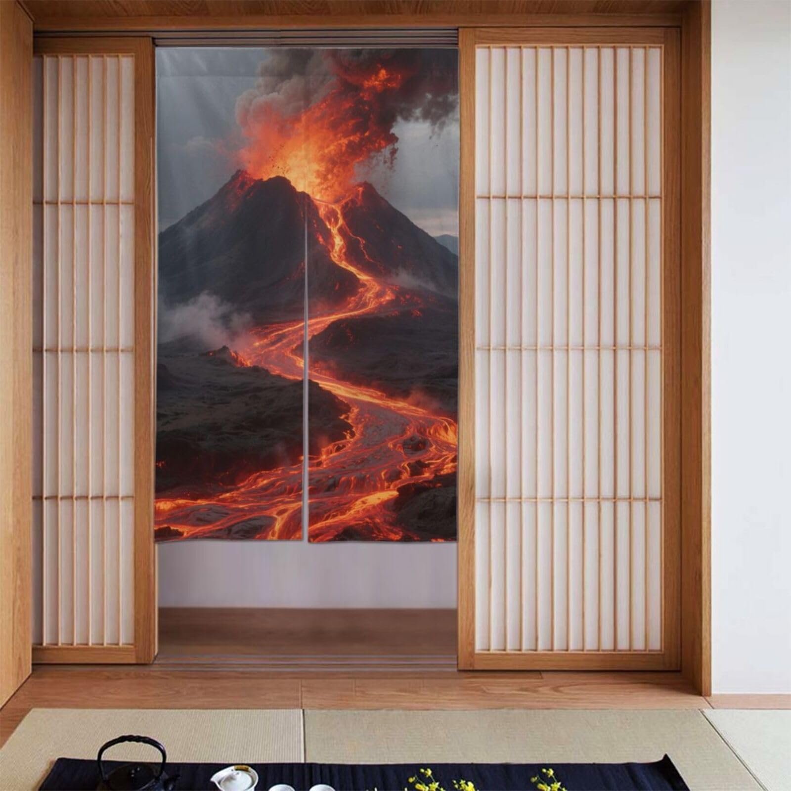 FekiLoot Volcano Door Curtain for Doorway Privac,Personalized Blackout Kitchen Curtains Window Treatment 2 Panel Door Curtain Tapestry Hanging Room Divider Home Decor 34"X 56"