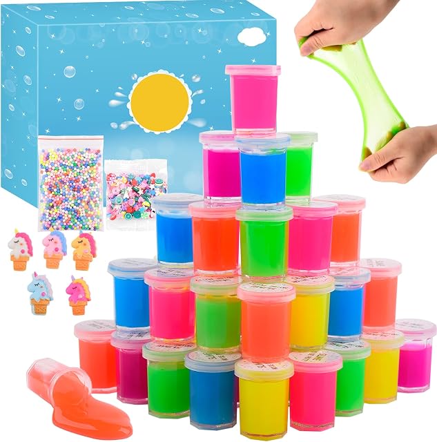 36 Pack Slime Kit with Mini Noise Slime for Kids,Soft and Non-Sticky,Unicorn Slime Charms,Slime Party Favor,Stress Relief Slime Putty Toy for Girls Boys