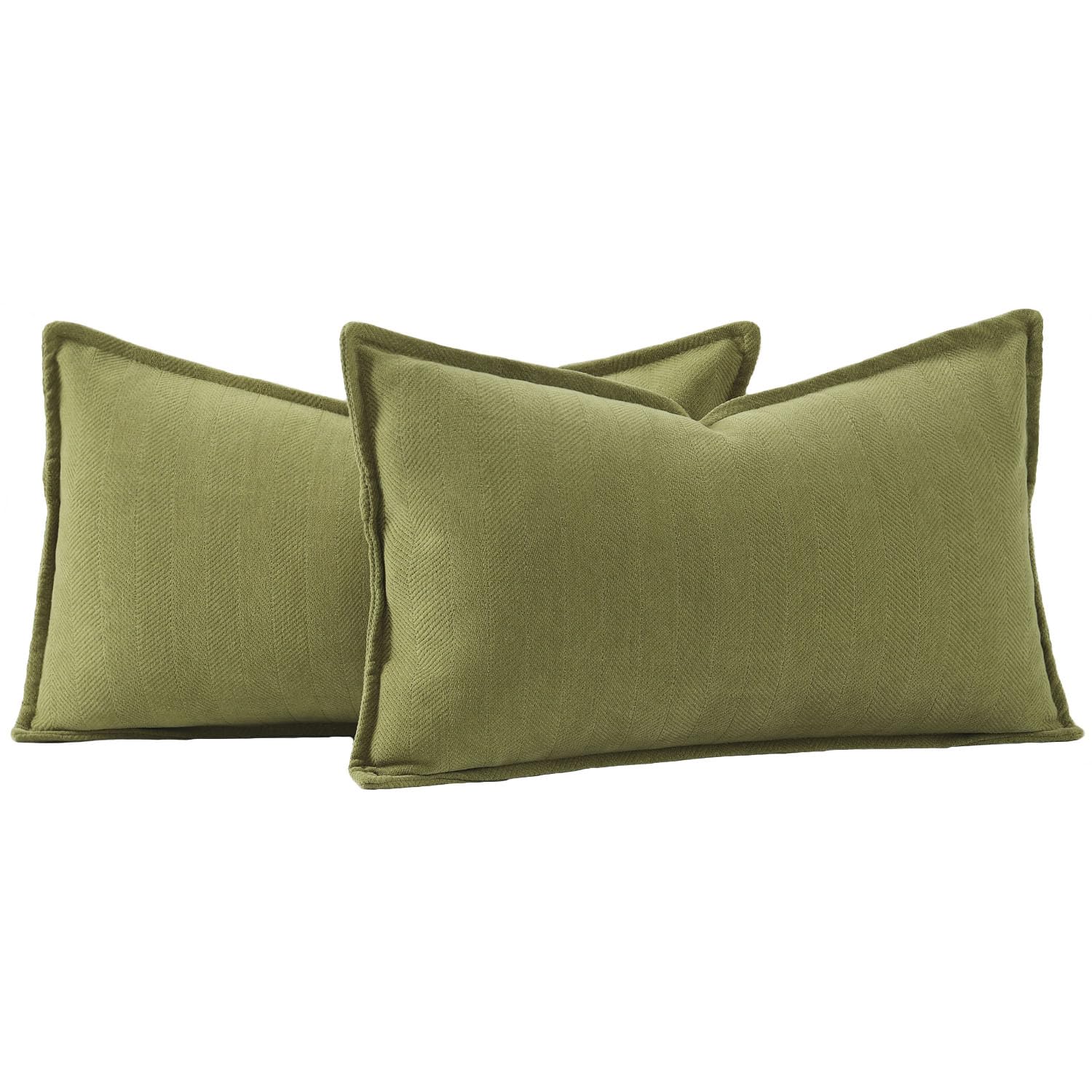 Madizz 2er Set Schlicht Chenille Kissenbezügen Weiche dekorative Kissenbezüge für Sofa Schlafzimmer Kissenhülle Moosgrün 30x50 cm Rechteckig