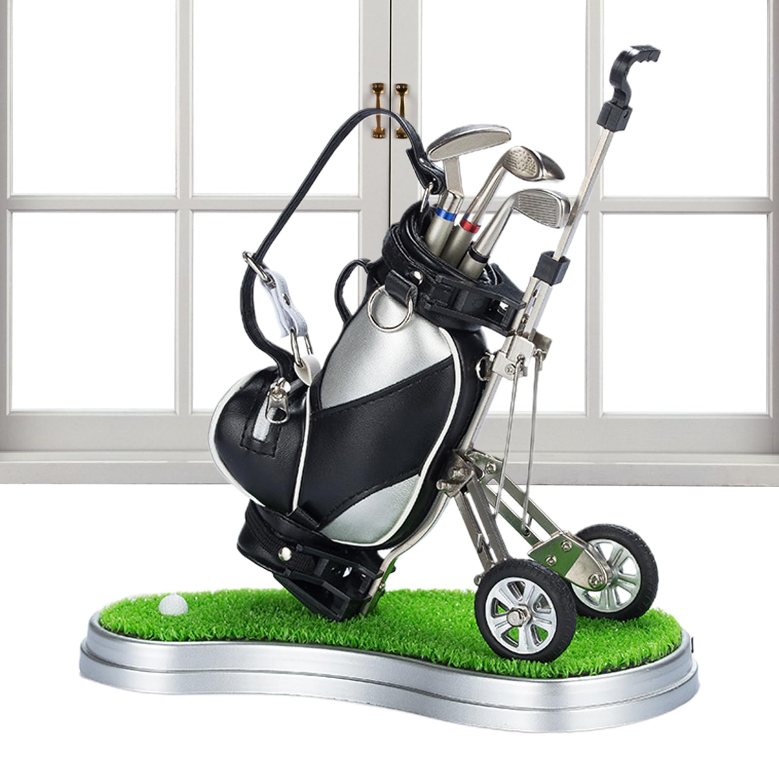 Generisch Kredki golfowe, zestaw ołówków golfowych, torba do minigolfa z wózkiem, 3 kije golfowe i długopisy, wyjątkowe pamiątki golfowe, zabawne pończochy bożonarodzeniowe dla dorosłych, mężczyzn