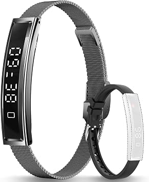 Fitness Health/Calorie Tracker with 2 Bands, Sleep Detection Bracelet | Heart Rate, 5ATM Waterproof, Pressure Detection, Multiple Sport Modes, Pedometer Smart Bracelet for Women Men Android iOS
