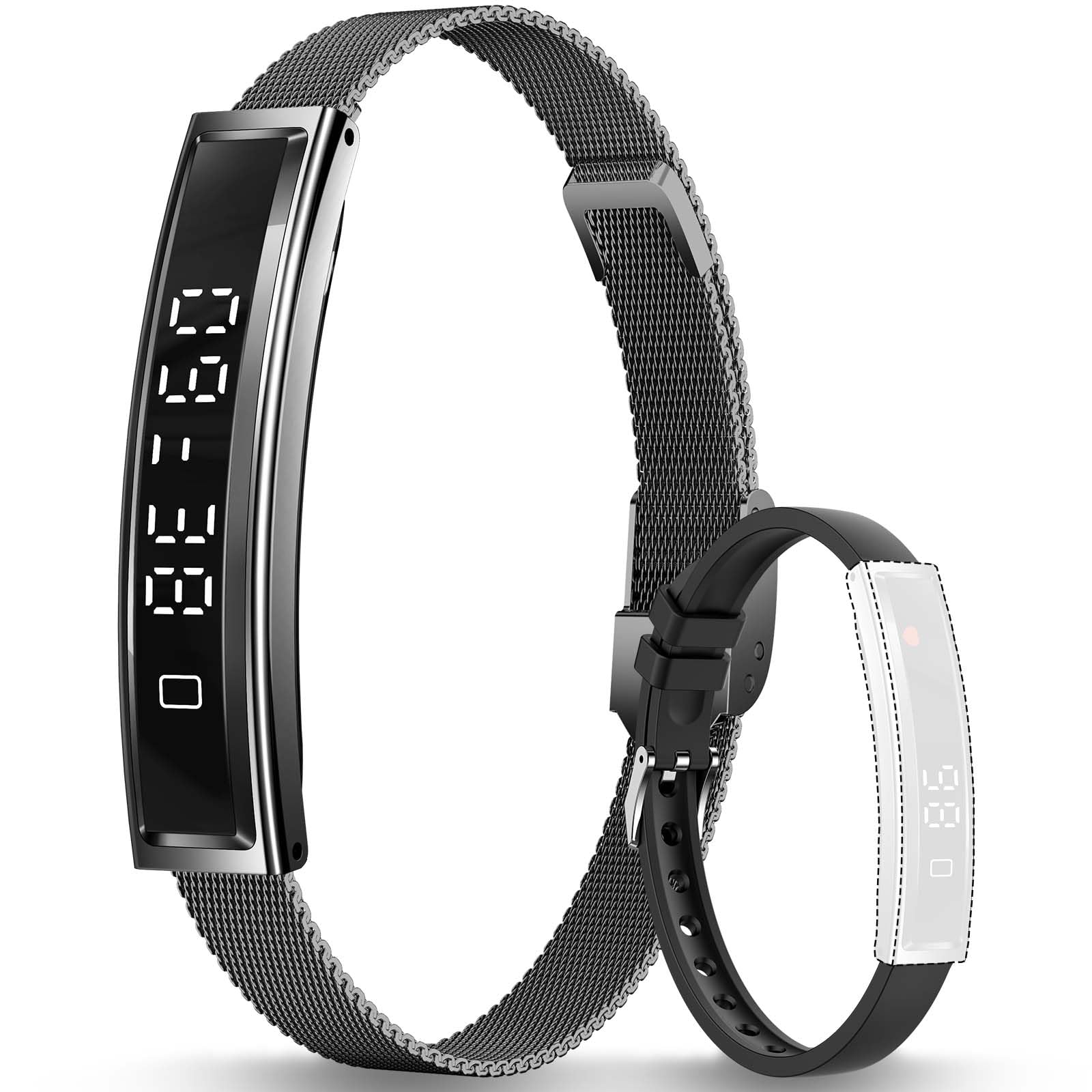 Fitness Health/CalorieTracker with 2 Bands, Sleep Detection Bracelet with Heart Rate, 5ATM Waterproof, Pressure Detection, Multiple Sport Modes, Pedometer Smart Bracelet for Women Men Android iOS-picture-11