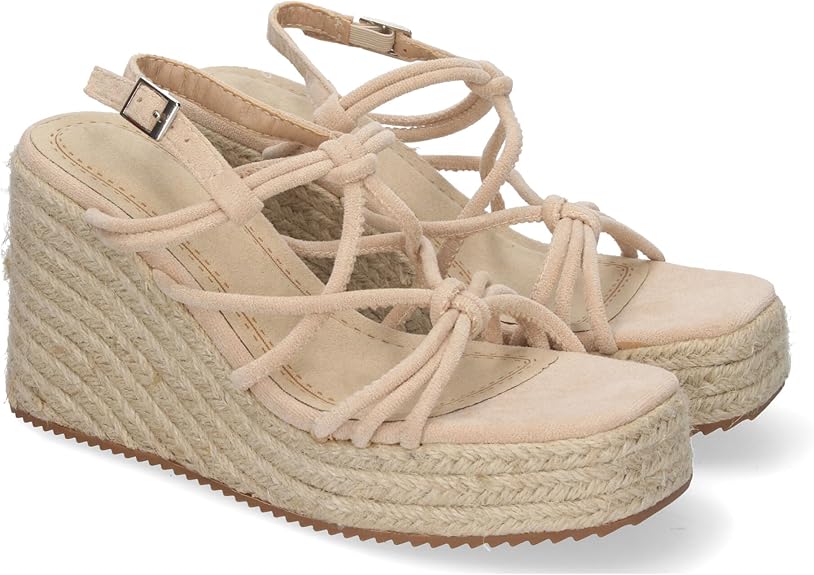 Sandalias De Cuña De Yute Para Mujer - Diseño Moderno, Cómodas, Con Hebilla Y Tira Decorativa