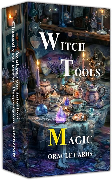 Witch Tools Magic Oracle card: Fortune Teller Oracle cards for beginners, Uncover the mysterious wisdom of witchcraft with the help of sacred tools or magical symbols, gain guidance and inspiration