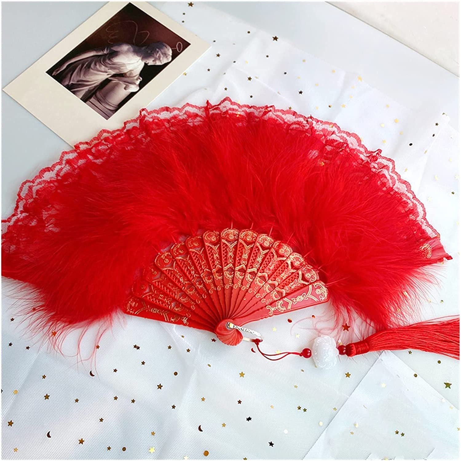 abanico plegable hecho a mano Abanico plegable de mano, abanico elegante de encaje a la moda para mujer, fiesta de baile, boda, abanico de mano, accesorio de tiro, decoración del hogar fiesta Fiesta