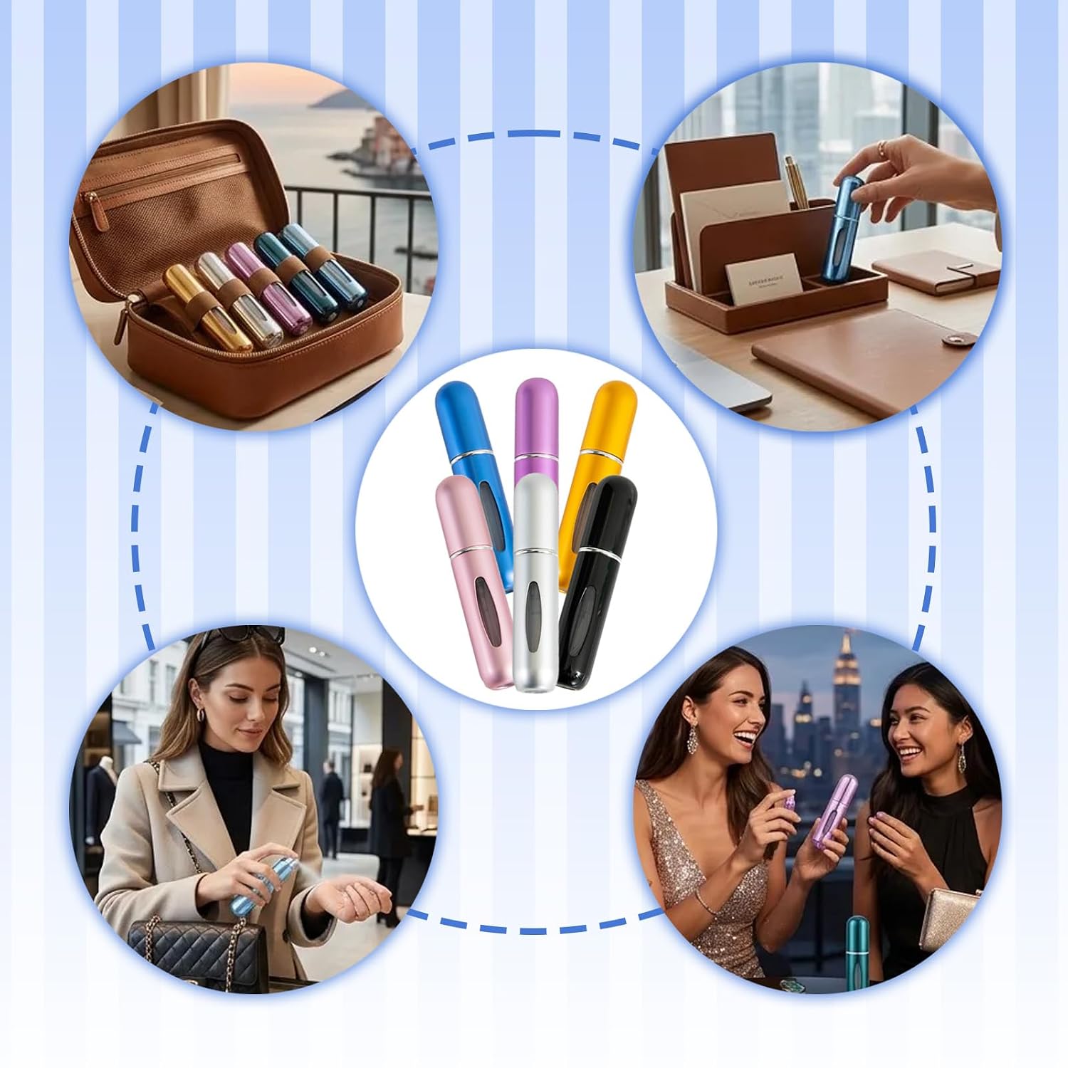 6pcs Refillable Perfume Travel Atomizer Bottles, 5ml Perfume Sprayer, Portable Pocket Size for Men & Women, Perfect for Travel & Essential Oils, Leak-Proof Design