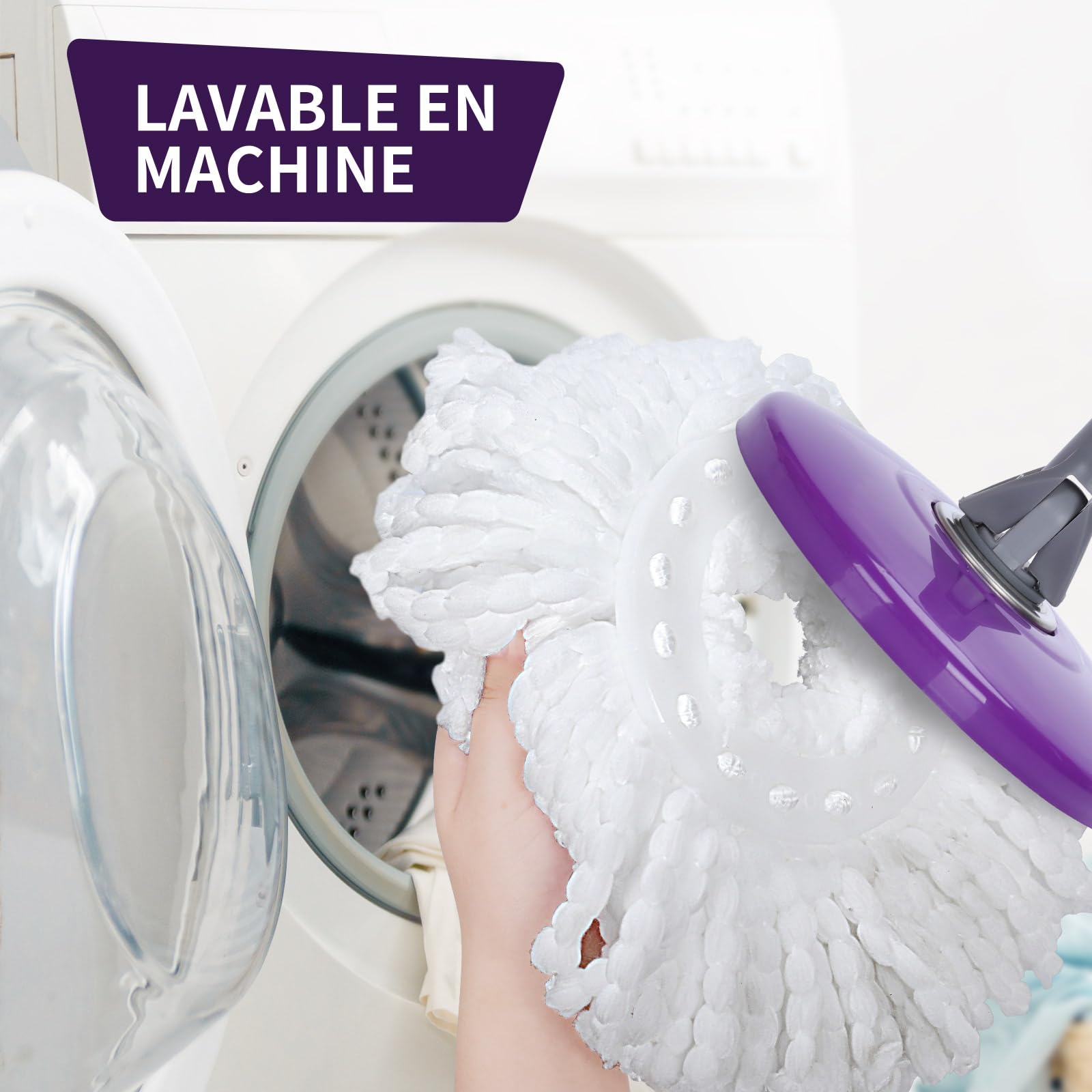 Balai Serpillère et Seau à Pédale, Masthome Seau Serpillere Rotatif 360° avec Système d'essorage Intégré, Seau Détachable avec 2 Compartiments pour Séparer l'eau Sale, Envoyer 6 Recharge en Microfibre