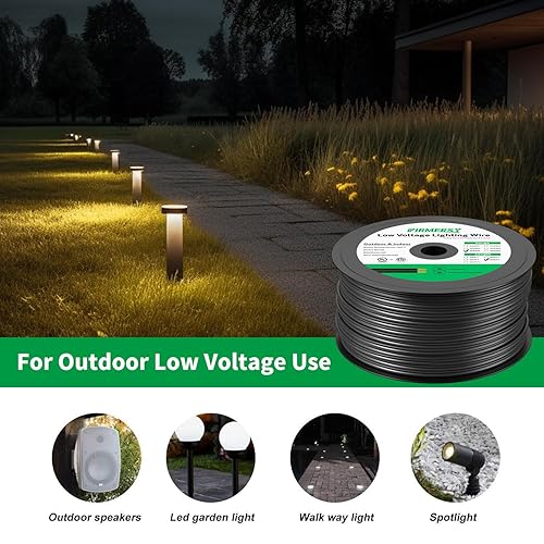 Miniatura 7 de FIRMERST Cable de iluminación para exteriores de bajo voltaje 162, con certificación UL, 500 pies