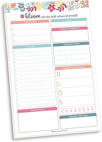 bloom daily planners Sistema de planificación diaria, bloc de notas con hojas perforadas, organizador de lista de verificación sin fecha con hojas