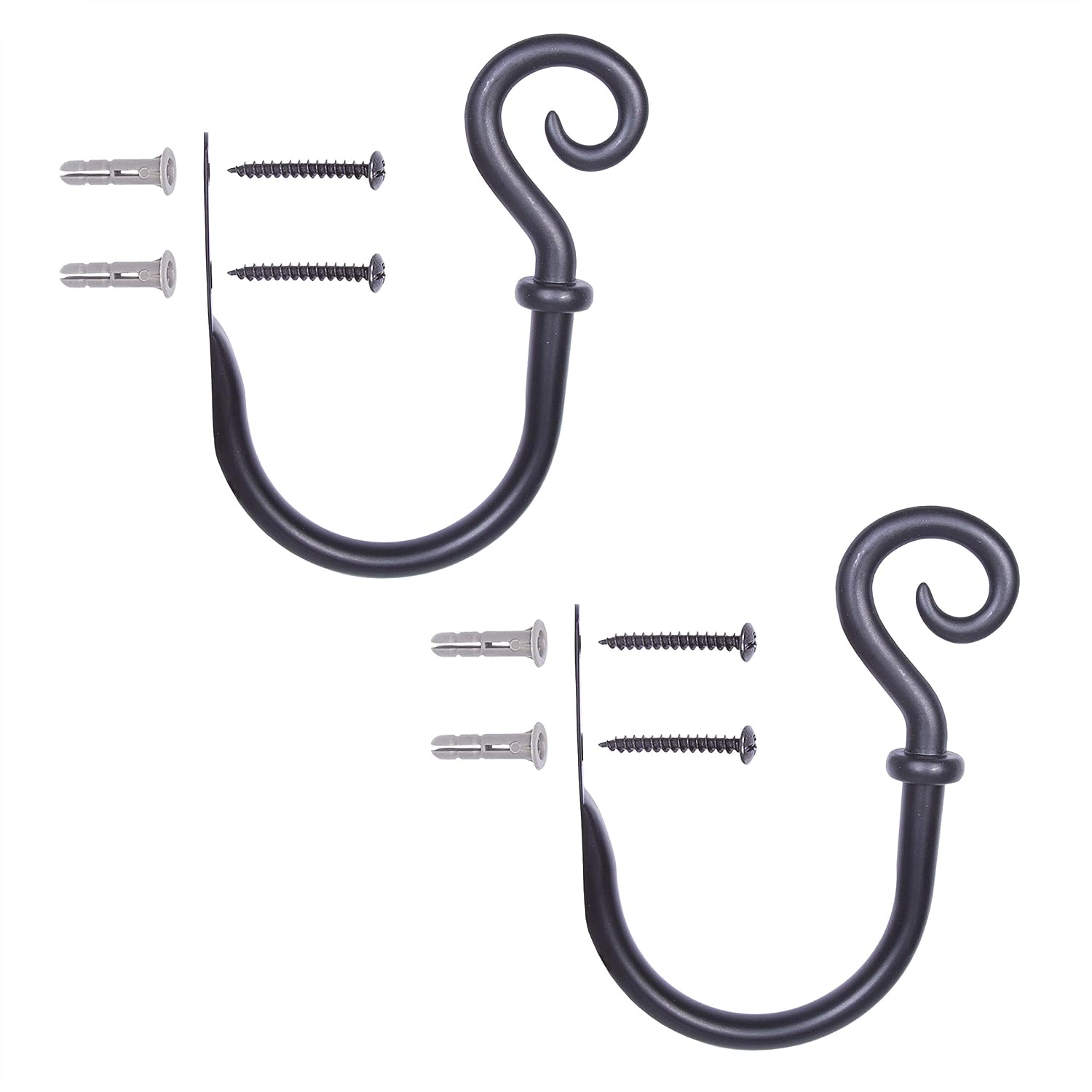 Kenney Medieval Hook Window Curtain Holdback Pair, Black