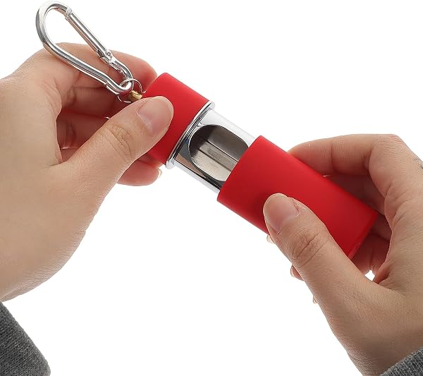 ノーブランド品 携帯用ポケット灰皿 赤 金属製 長方形 屋外用ミニ灰皿 アウトドア喫煙者向け 簡単密閉機能付き 携帯便利ファッション性のあるシンプルデザイン - 4