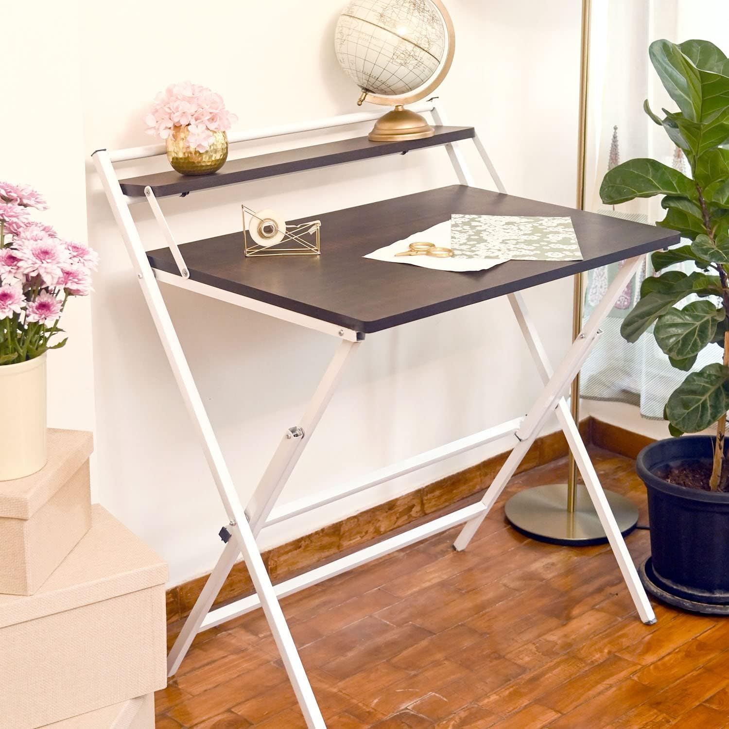 Faburaa Venus Folding Office Table for Home, Work from Home Foldable Multipurpose Table 36x24 Inch (Color - Dark Brown)