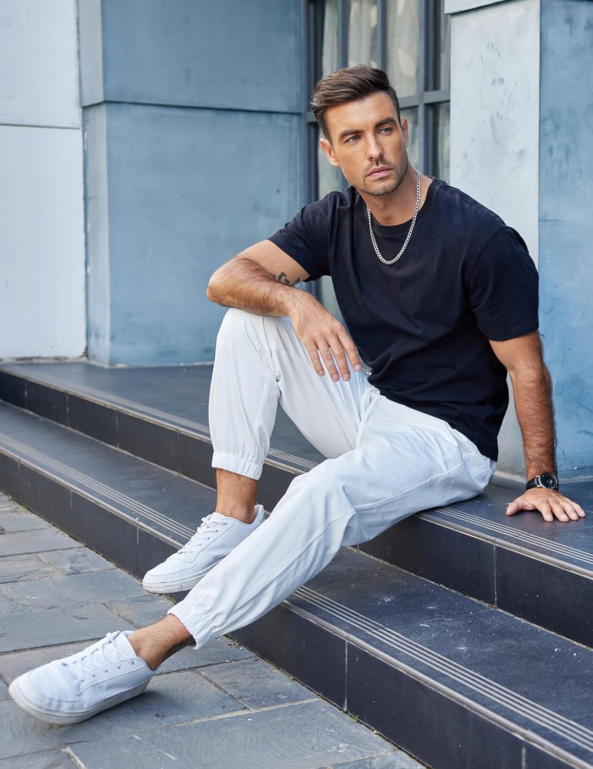 COOFANDY Men's Casual Joggers Pants Cotton Elastic Waist Drawstring Chino Pants Hiking Outdoor Track Sweatpants - Image 4