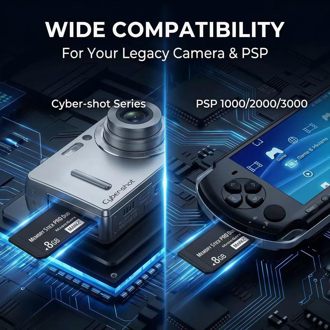 8GB Memory Stick Pro Duo MARK2 – High-Speed Performance with Seamless Support for PSP1000/2000/3000, Cyber-Shot DSC, DSLR & Handycam