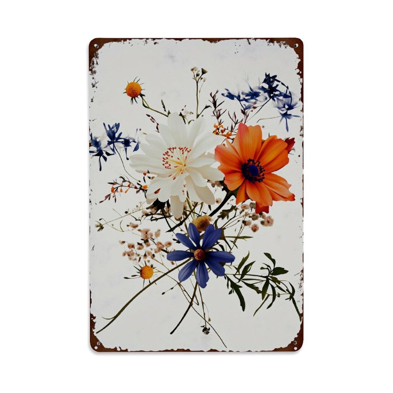Enderetf Vintage Floral Arrangement With Vibrant Colors Tin Sign Metal Poster, Home Bar Garage Man Cave Cafe Indoor & Outdoor Wall Decoration 8X12inches
