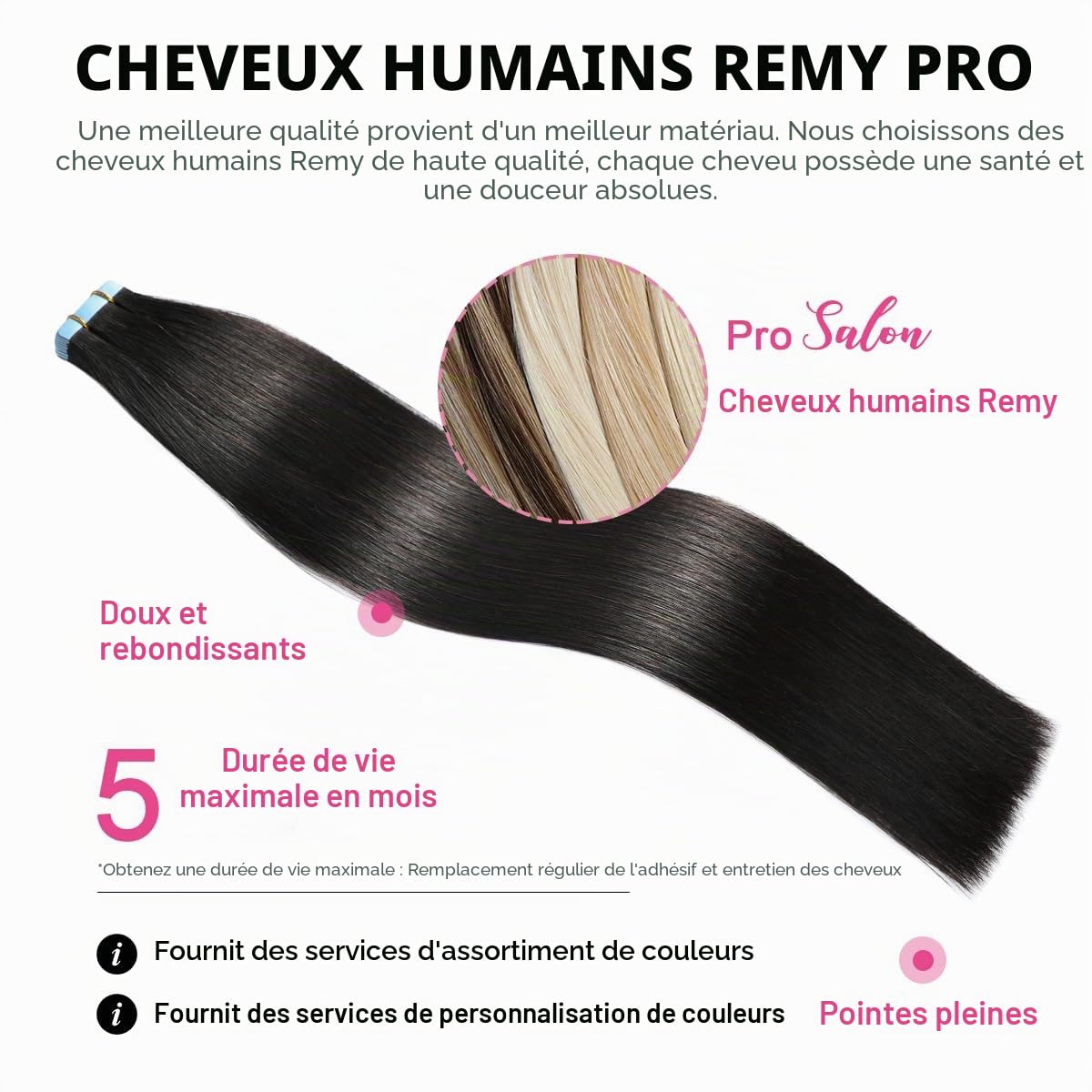 SUYYA Extension Adhesive Cheveux Naturel Droits Cheveux humains Extension Cheveux Naturel Adhesif Tape in Hair Extensions 20Pouces/65cm 60g 20 Pièces #1B Noir Naturel