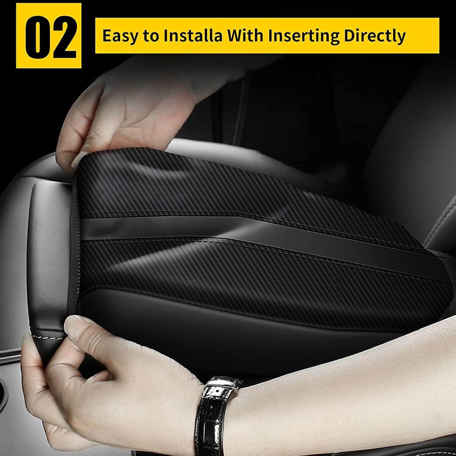 AOMSAZTO Console Pad for 2013-2018 Nissan Altima Armrest Pad for Nissan Altima Black with Carbon Fiber