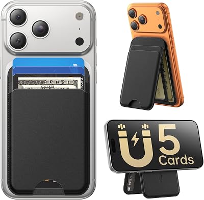 for MagSafe Wallet with Stand, 5 Card Holder, Slim Leather M - best magsafe wallet stand