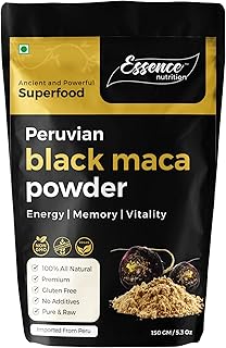 Original Black Maca Root Powder (150gm) - Pure & Effective Maca for Workout, Stamina & Strength | Imported from Peru - Use as a Maca Coffee For Men