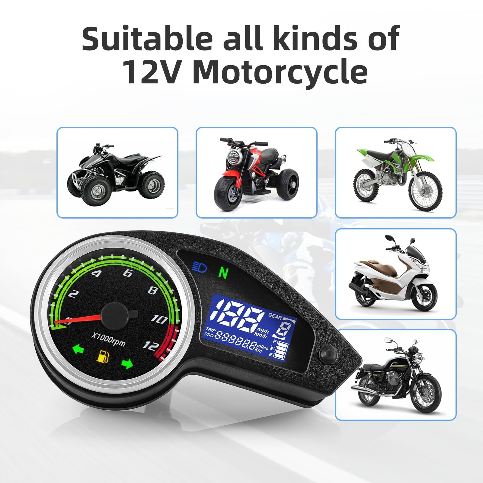 Odómetro Digital Odómetro Digital para Motocicleta, Velocímetro, Tacómetro, Medidores De Nivel De Combustible para Brasil CG Todoterreno GY200 Enduro 250